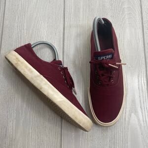 Sperry Top Sider Women's Low Top Maroon Red Lace Up Sneakers Size 8.5